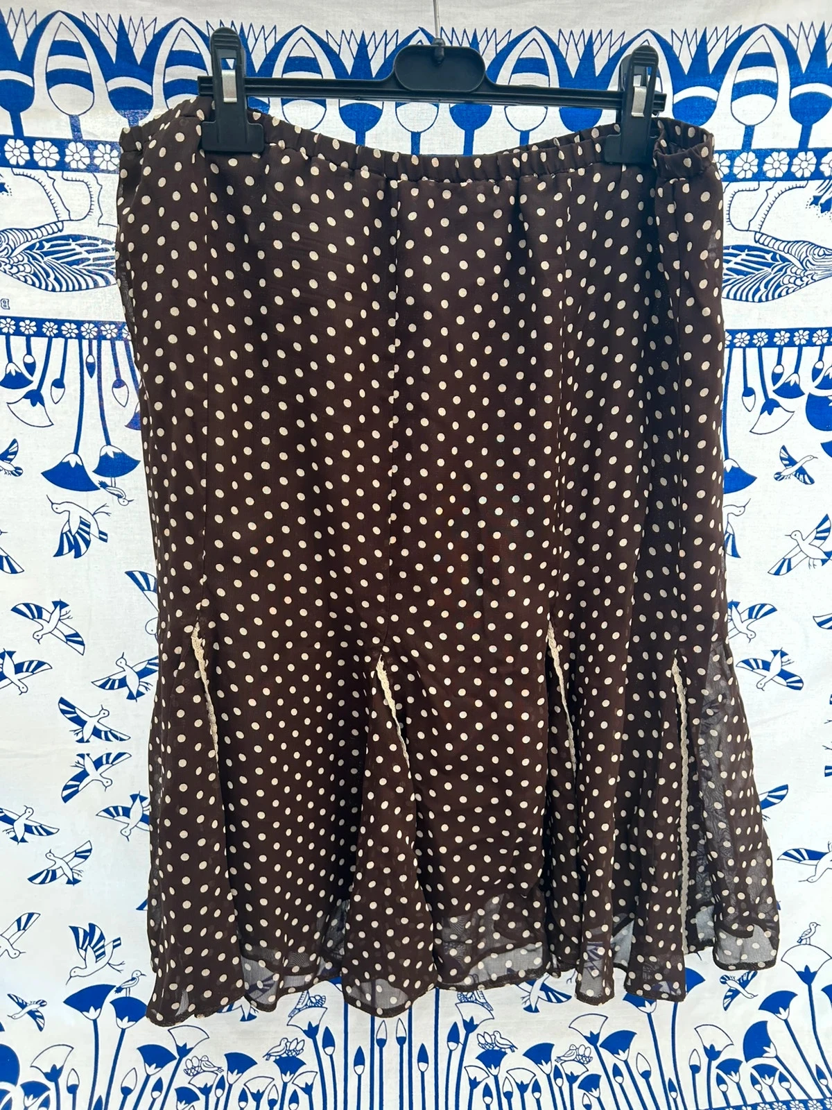 Saia midi 46/48 3XL/4XL marrom e branco em muito bom estado viscose – photo 2